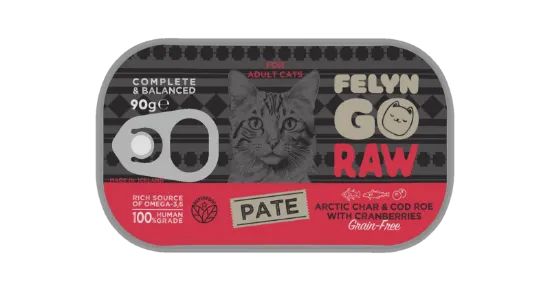 Picture of Felyn Go Raw C&B Arctic Char & Cod Roe With Cranberries Pate For Cats 90g