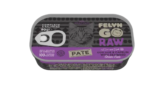 Picture of Felyn Go Raw C&B Cod Roe & Capelin With Seaweed Pate For Cats 90g