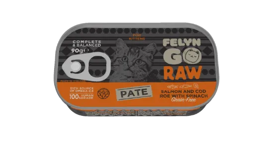 Picture of Felyn Go Raw C&B Salmon & Cod Roe With Spinach Pate For Kittens 90g
