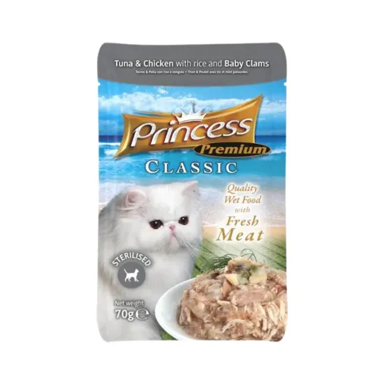 Picture of Princess Premium Classic Pouches Chicken and Tuna with Rice & Baby Clam 70g