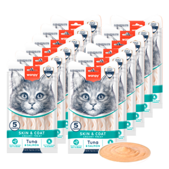 Picture of Wanpy Creamy treat Tuna&Cod Fish 1 Carton 12 Pouches
